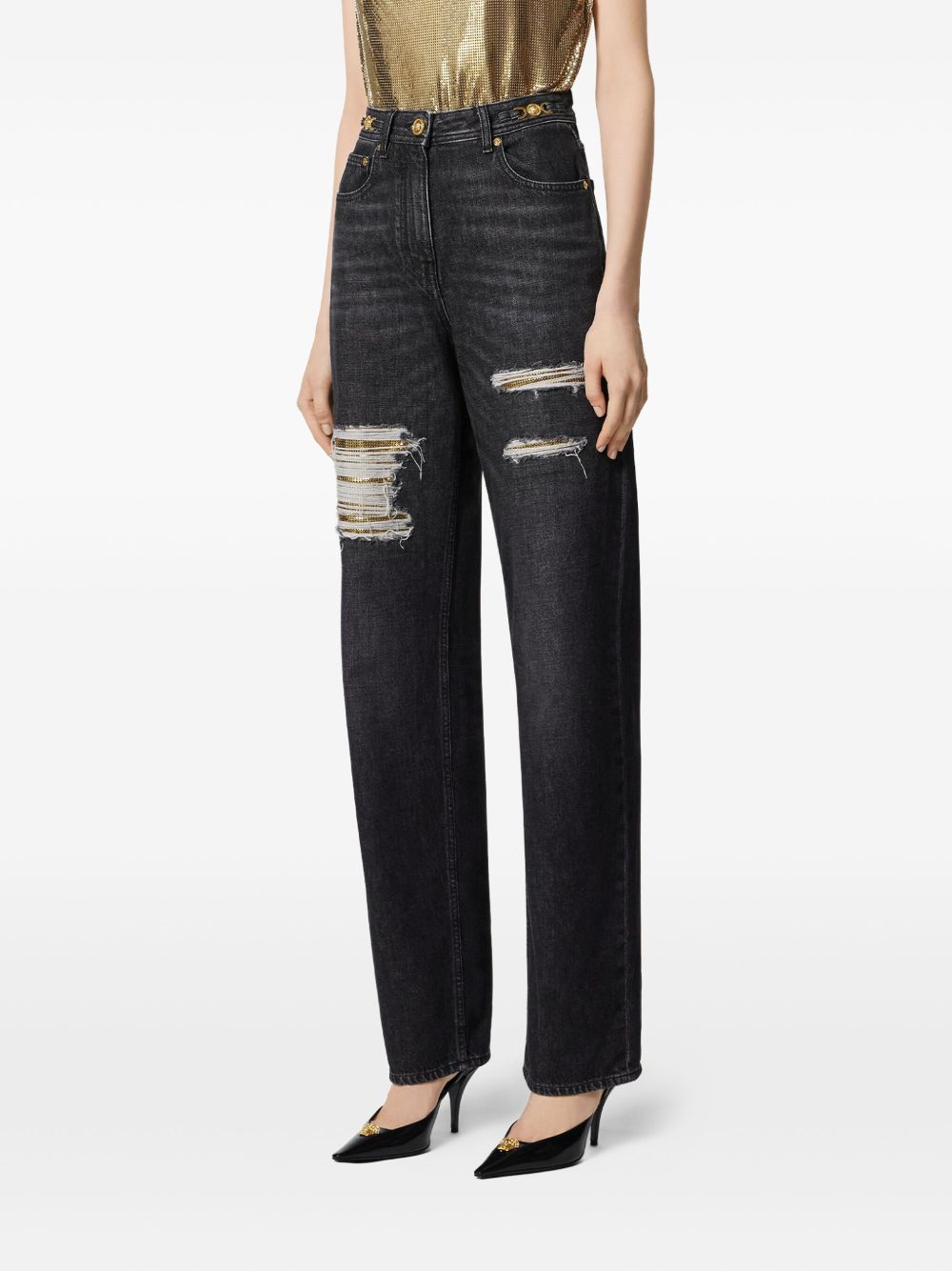 Versace Jeans Black ripped denim