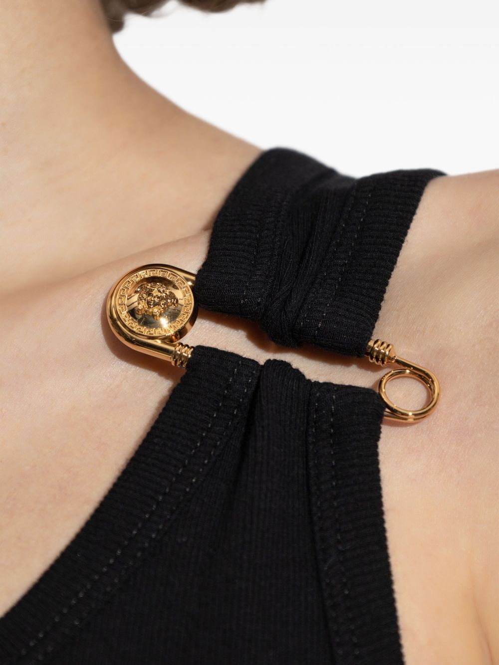 Camiseta de tirantes de algodón negra sin mangas Versace Top