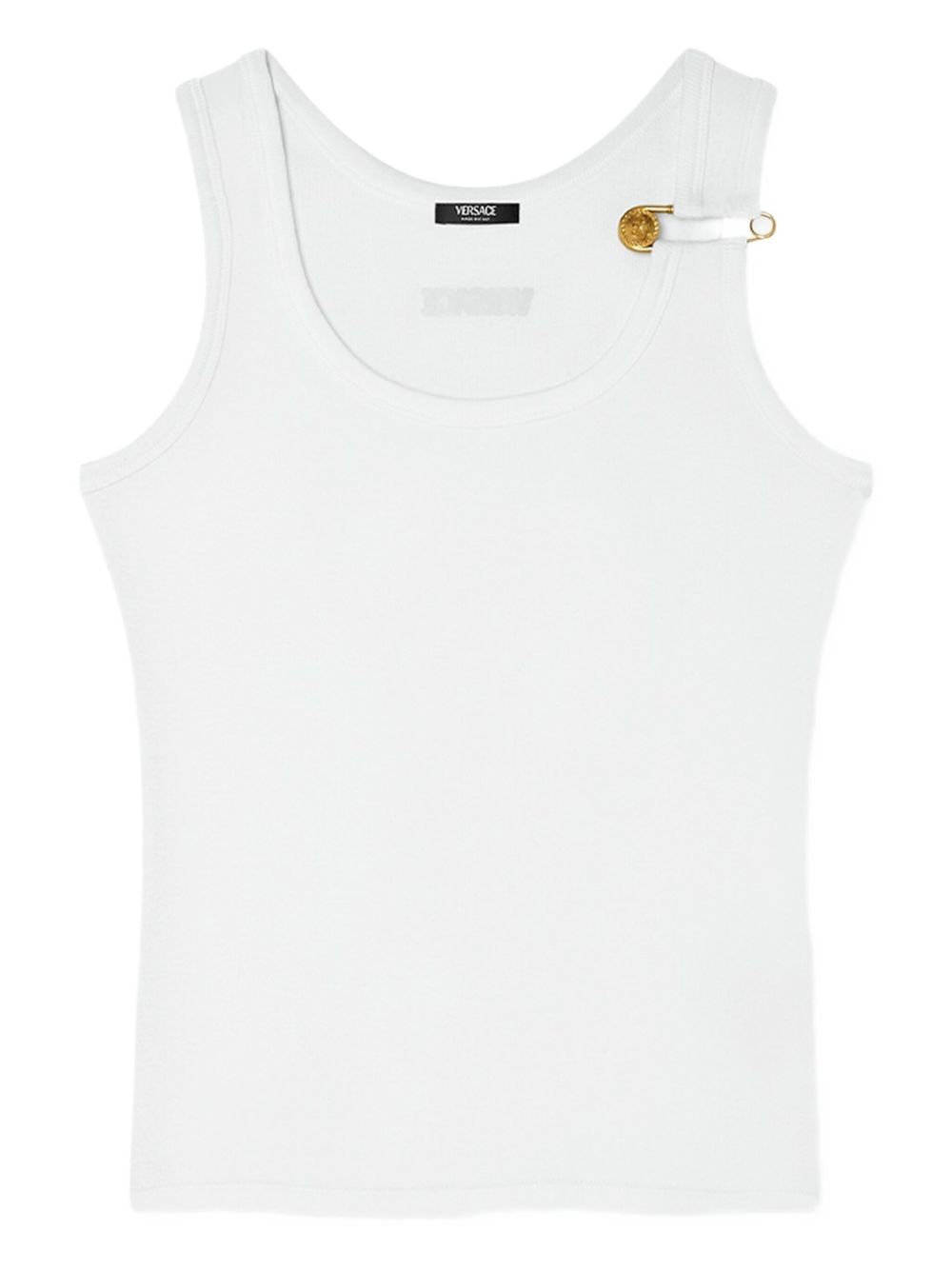 Versace Top White cotton tank with Medusa pin