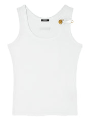 Versace Top White cotton tank with Medusa pin