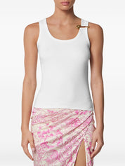 Versace Top White cotton tank with Medusa pin