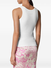 Versace Top White cotton tank with Medusa pin