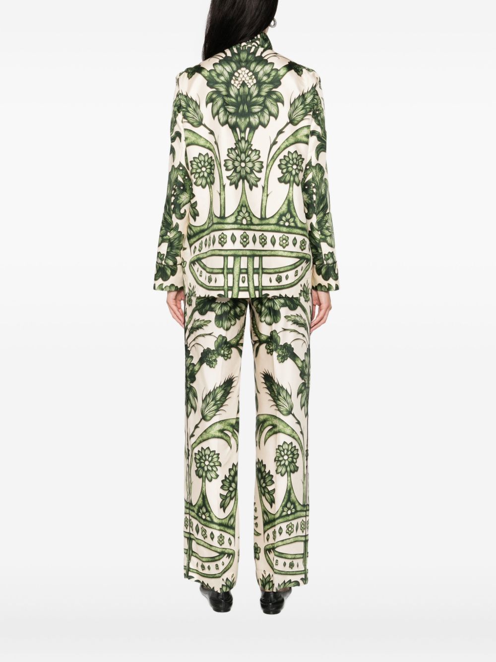 F.R.S . Shirts Green silk floral print