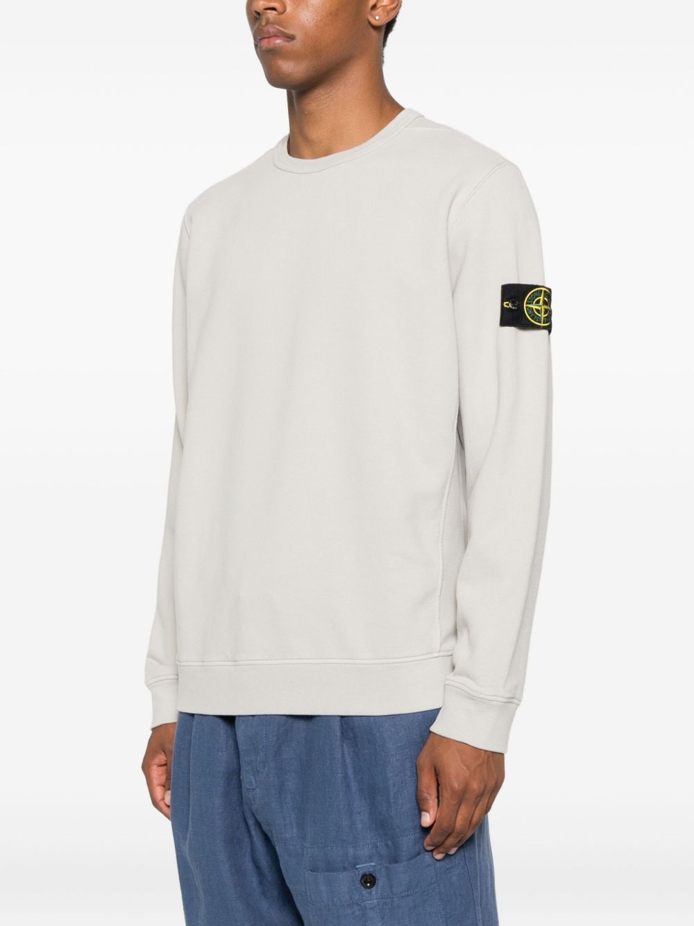 Stone Island Light Grey Cotton Sweater