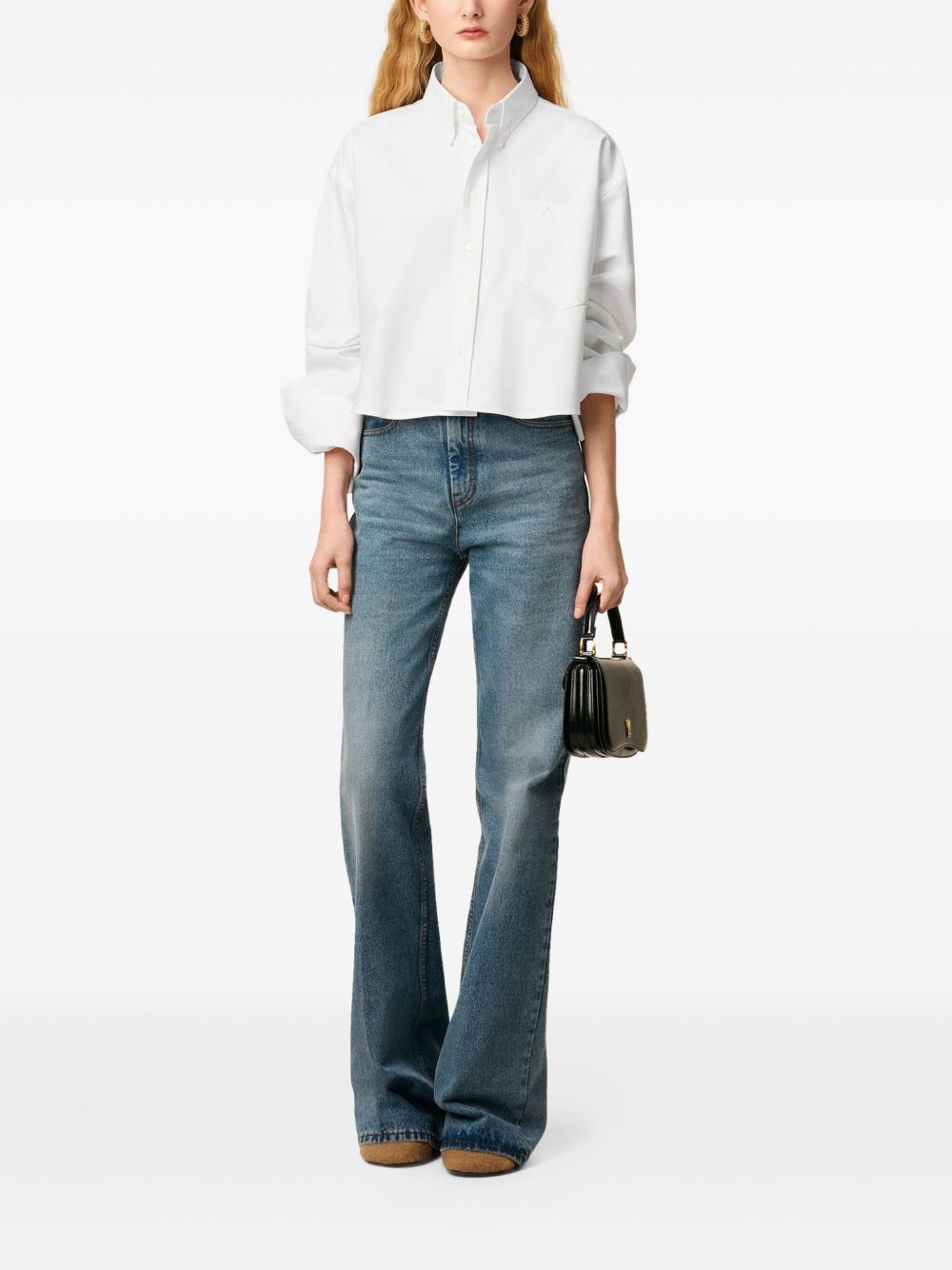 Ami Paris Shirts White cotton cropped shirt