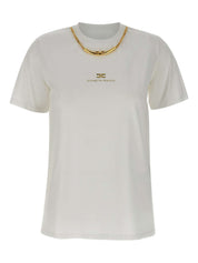 Elisabetta Franchi T-shirts and Polos White cotton logo tee
