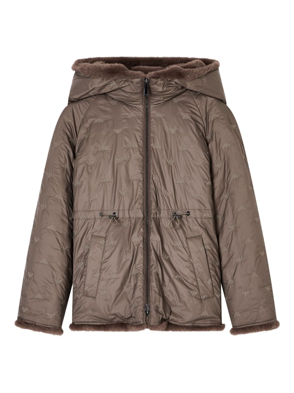 Emporio Armani Dove Grey Quilted Hooded Jacket