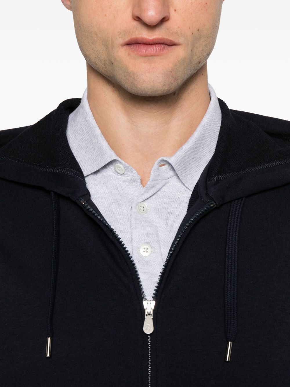 Brunello Cucinelli Blue Cotton Zip Sweater