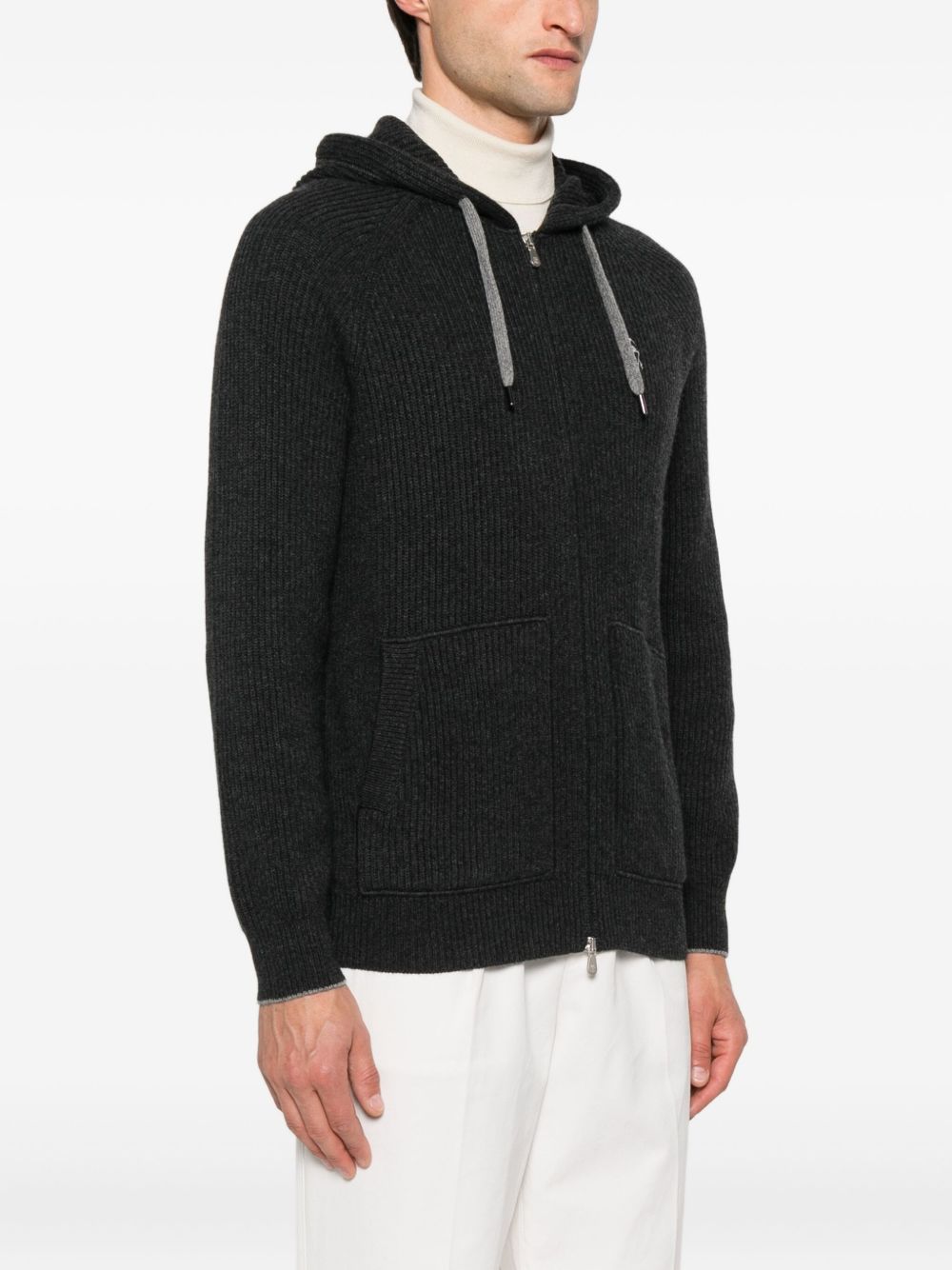 Brunello Cucinelli Grey Cashmere Zip Sweater
