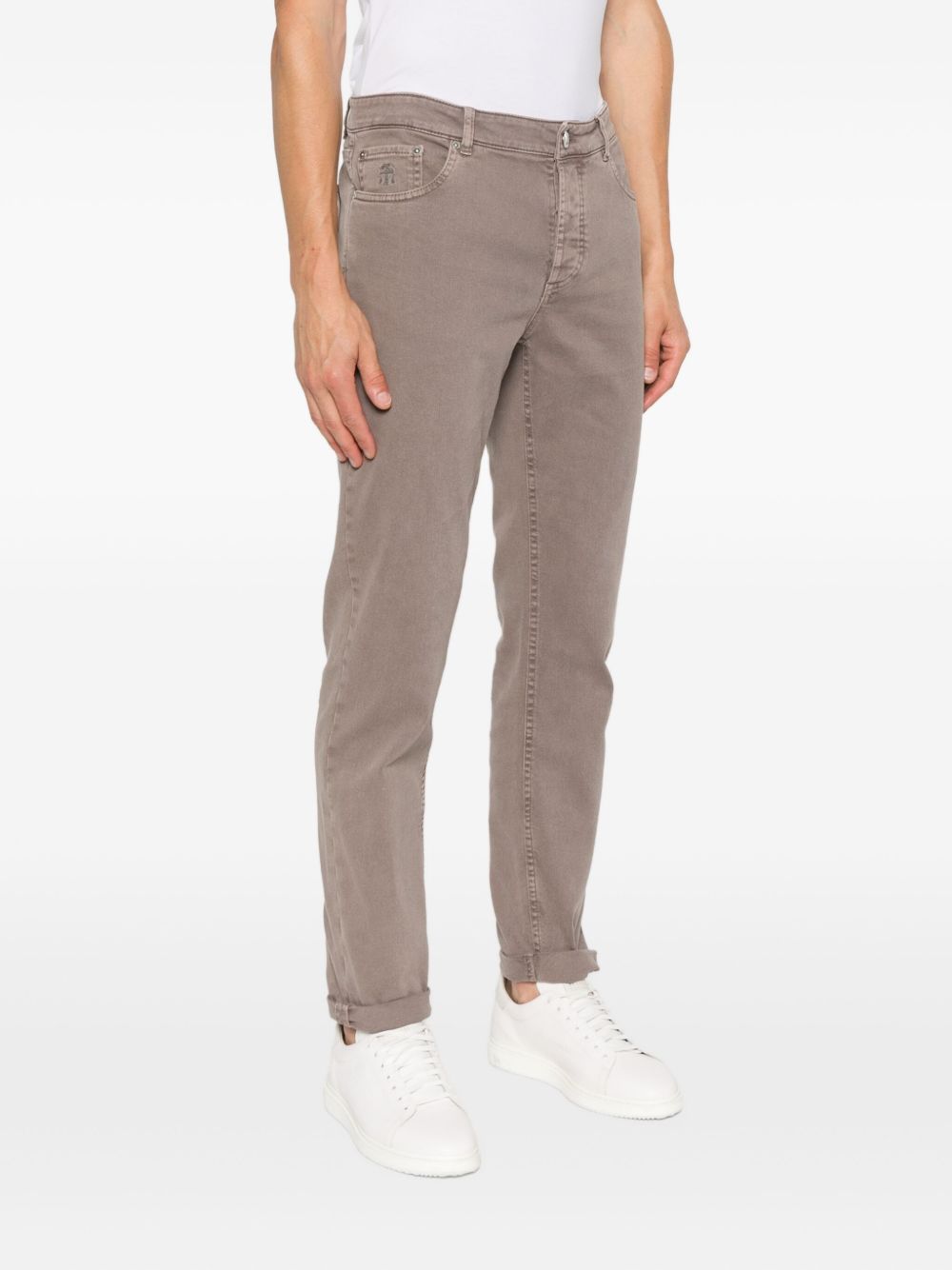 Pantalon Brunello Cucinelli en coton gris tourterelle