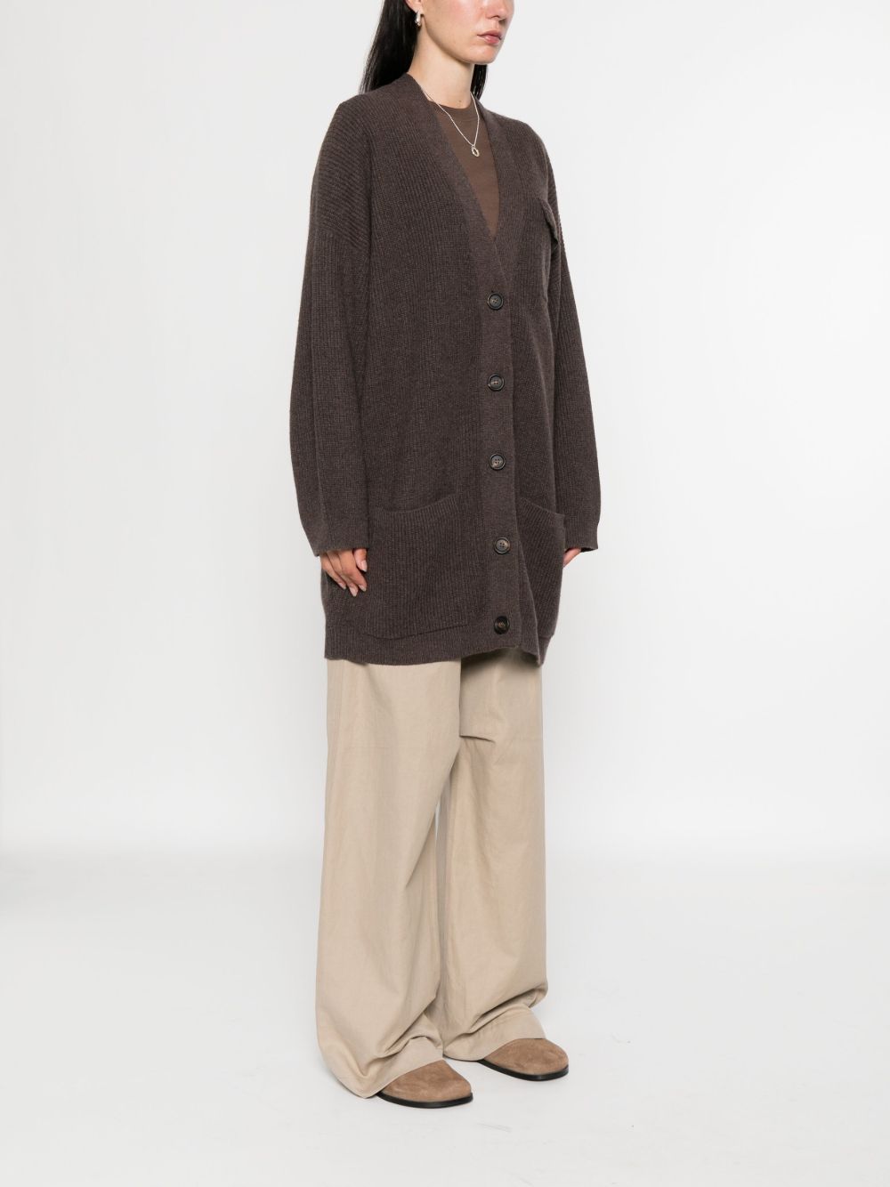 Brunello Cucinelli Brown Cashmere V‑Neck Cardigan