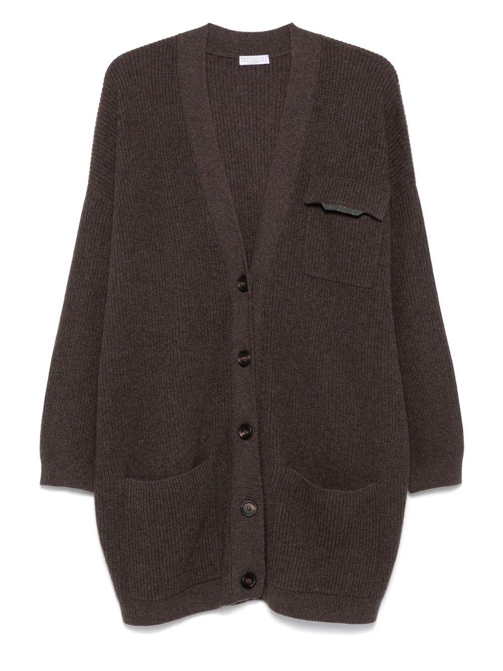 Brunello Cucinelli Brown Cashmere V‑Neck Cardigan