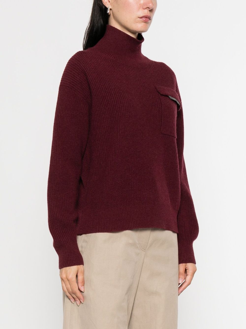 Bordeaux Cashmere Turtleneck Sweater — Brunello Cucinelli