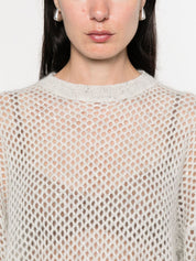 Grey Wool Open‑Knit Sweater — Brunello Cucinelli