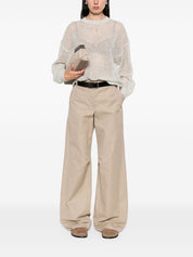 Grey Wool Open‑Knit Sweater — Brunello Cucinelli