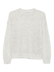 Grey Wool Open‑Knit Sweater — Brunello Cucinelli