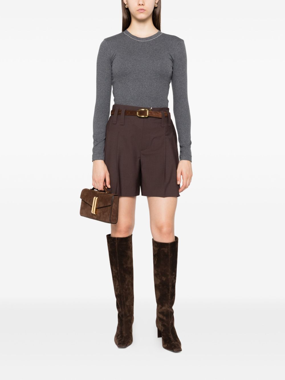 Brunello Cucinelli Brown Wool-Blend Shorts