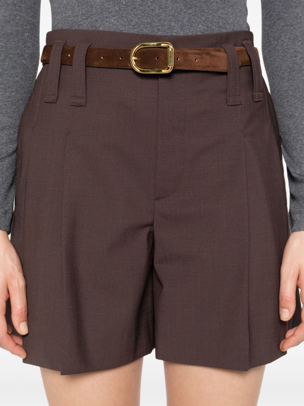 Brunello Cucinelli Brown Wool-Blend Shorts