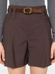 Brunello Cucinelli Brown Wool-Blend Shorts