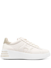 HOGAN PRE Cream Sneakers — Glitter-Trim Leather Comfort