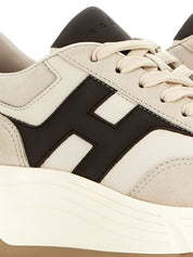 HOGAN PRE Beige Sneakers — Leather Lace‑Up Comfort