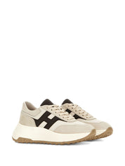 HOGAN PRE Beige Sneakers — Leather Lace‑Up Comfort