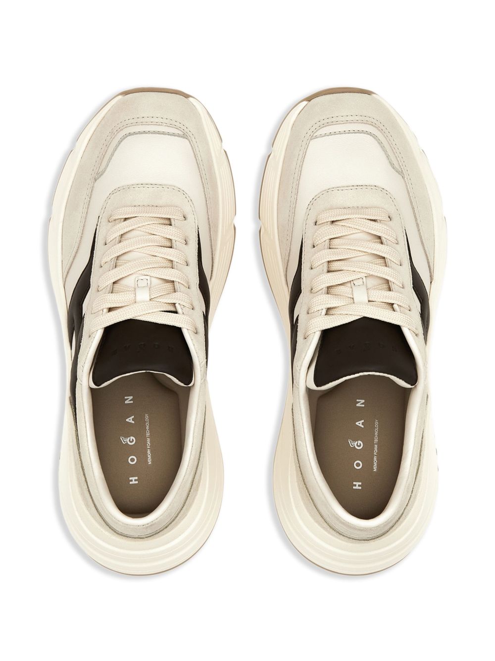 HOGAN PRE Beige Sneakers — Leather Lace‑Up Comfort