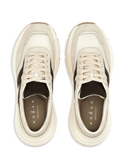HOGAN PRE Beige Sneakers — Leather Lace‑Up Comfort