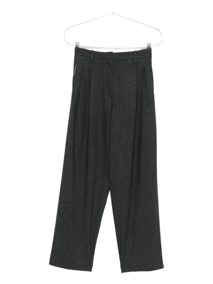 Alysi Trousers Grey — Silk & Nylon Carrot Trousers