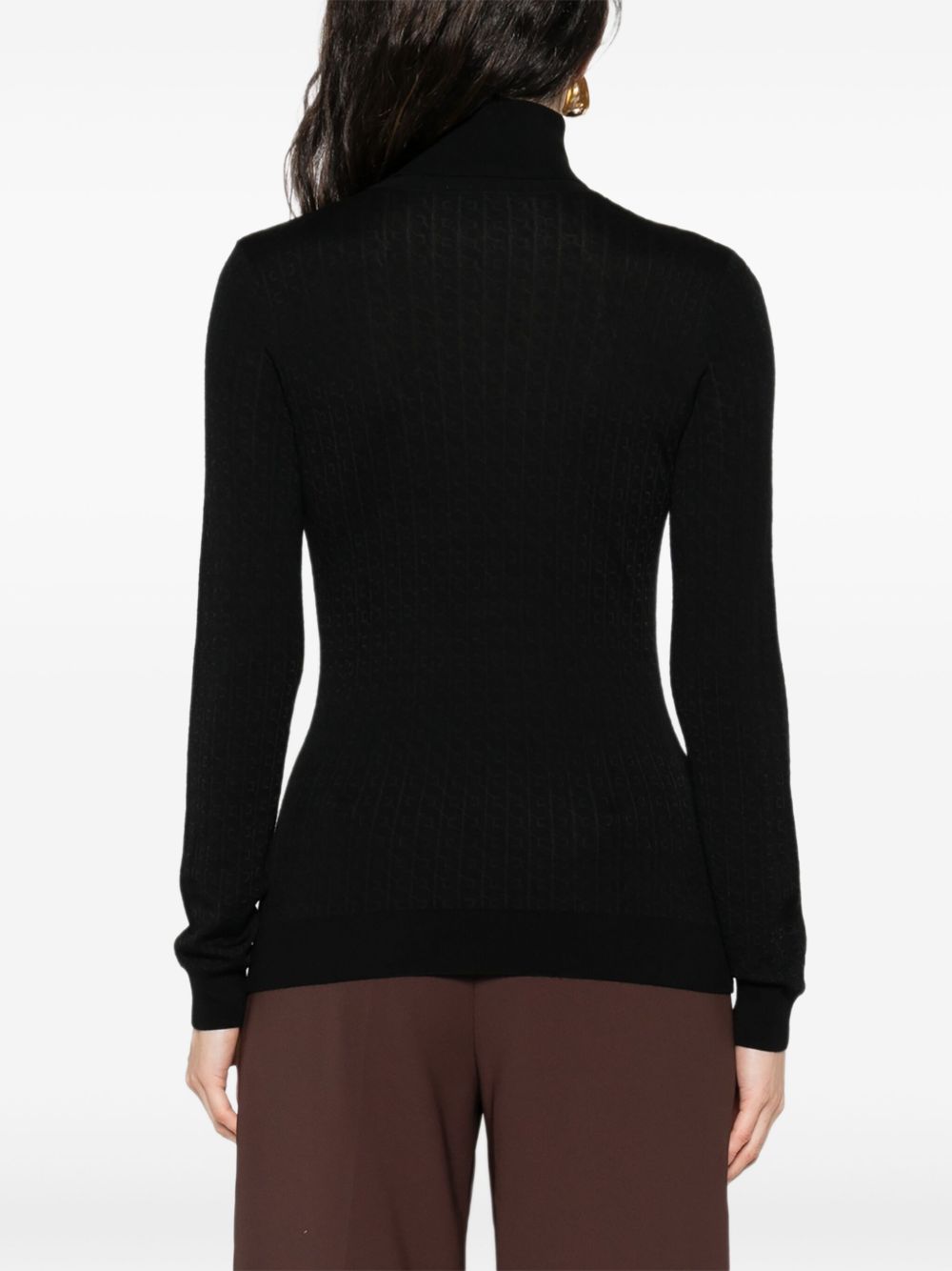 Pull col roulé en laine mélangée noire Elisabetta Franchi