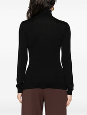 Pull col roulé en laine mélangée noire Elisabetta Franchi