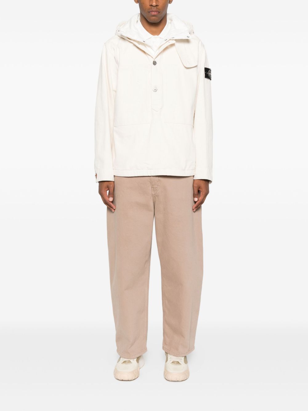 Abrigo parka color marfil de Stone Island Coats