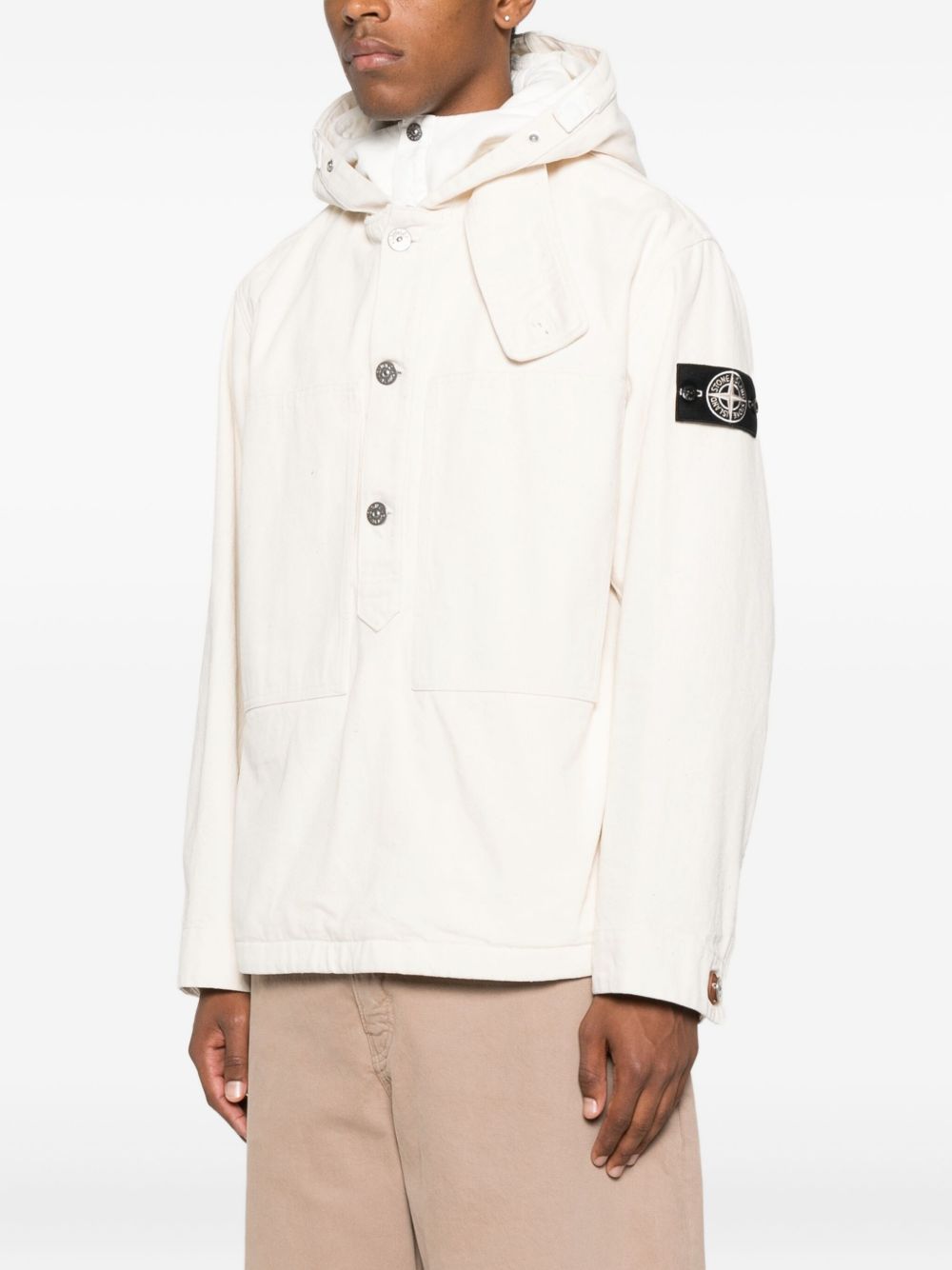 Abrigo parka color marfil de Stone Island Coats