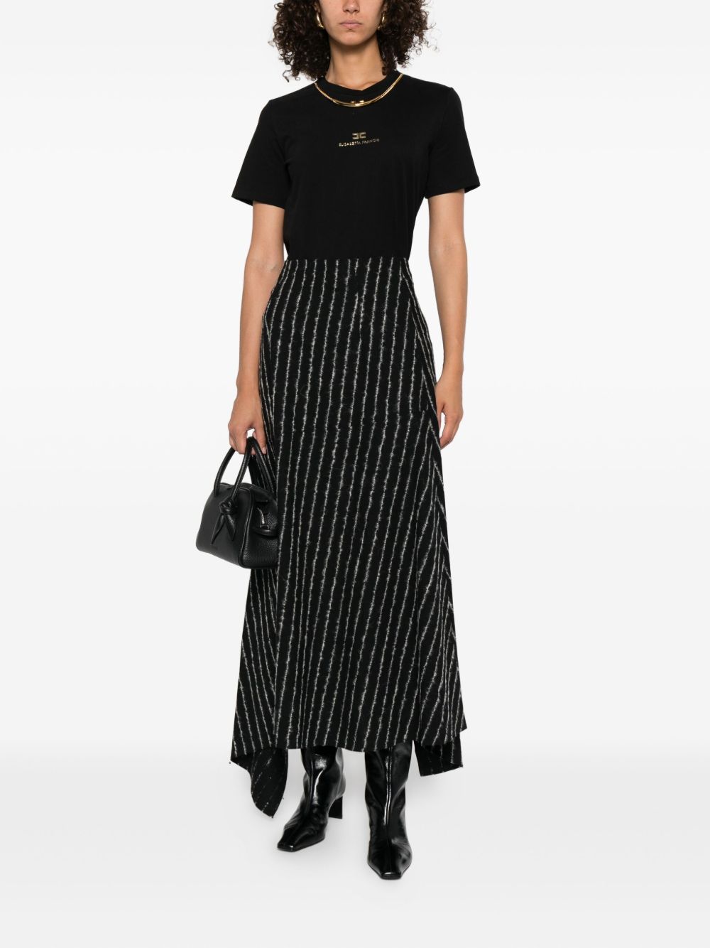 Elisabetta Franchi T-shirts and Polos Black cotton logo tee