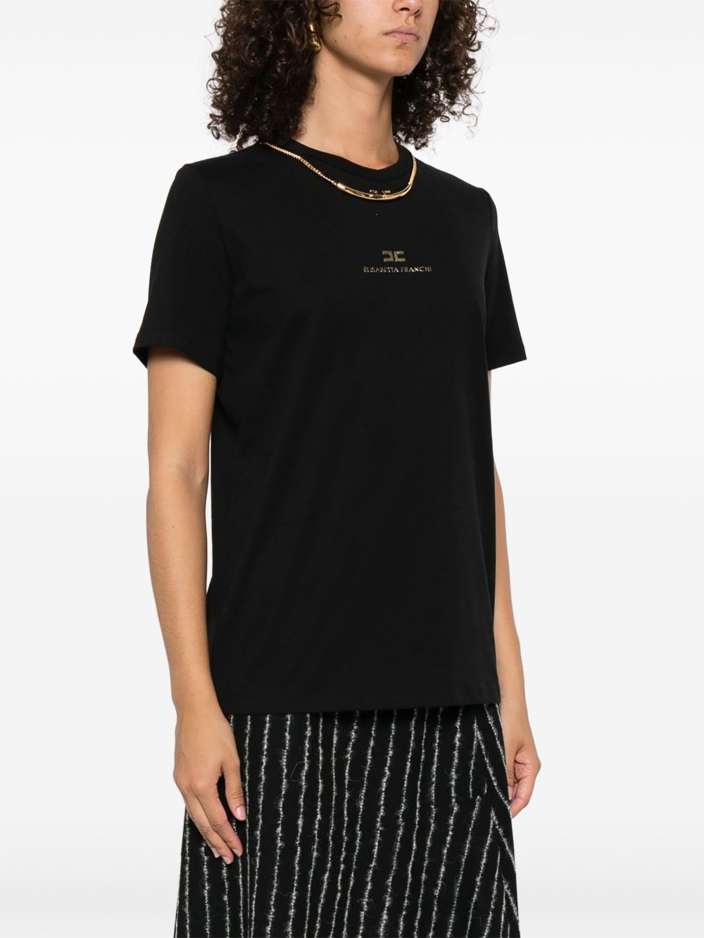 Elisabetta Franchi T-shirts and Polos Black cotton logo tee