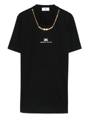 Elisabetta Franchi T-shirts and Polos Black cotton logo tee