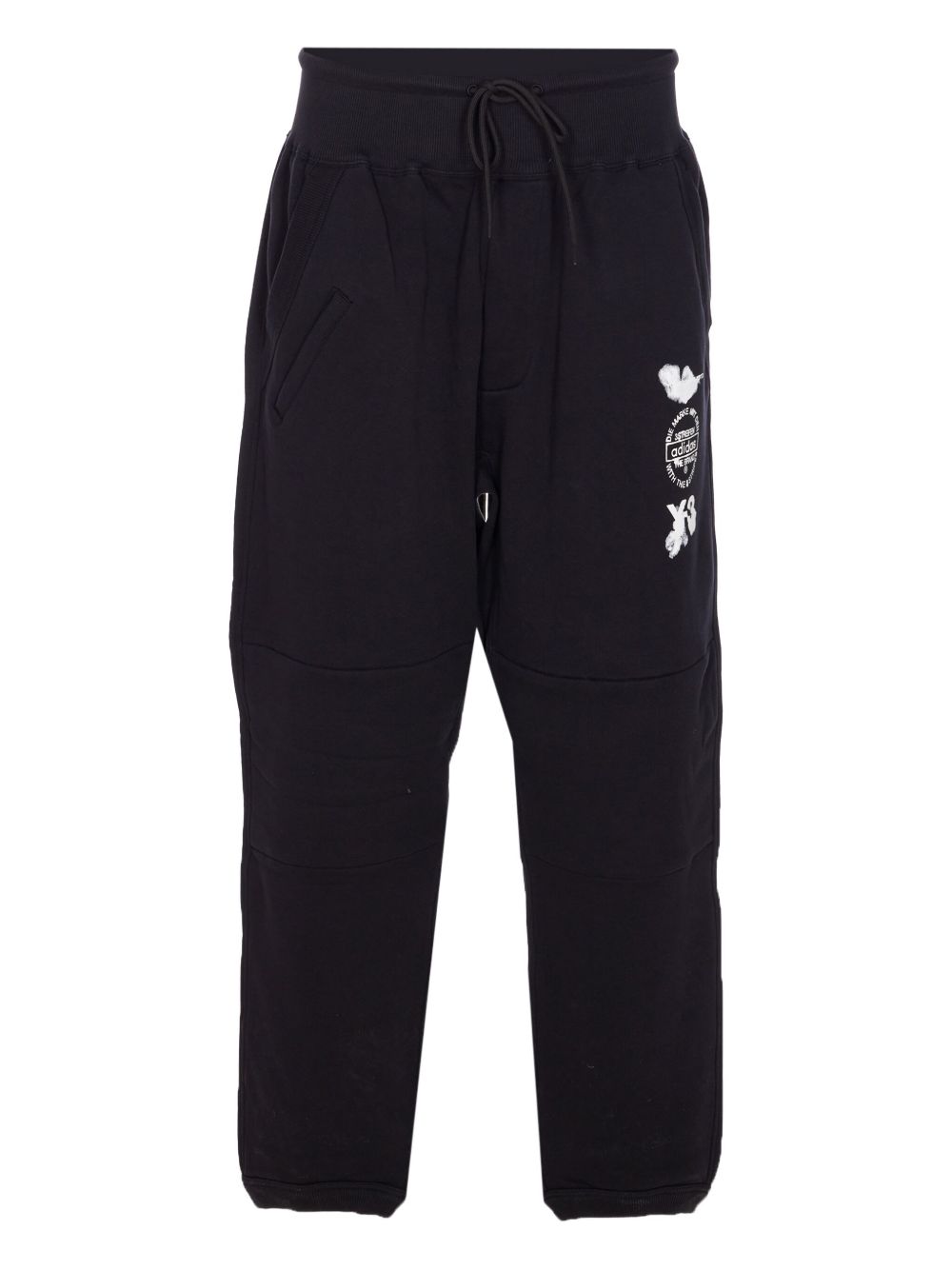 Pantalon Y-3 en coton noir avec cordon de serrage