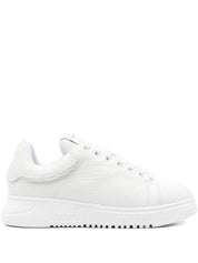 Zapatillas deportivas exclusivas de EMPORIO ARMANI en piel de becerro blanca