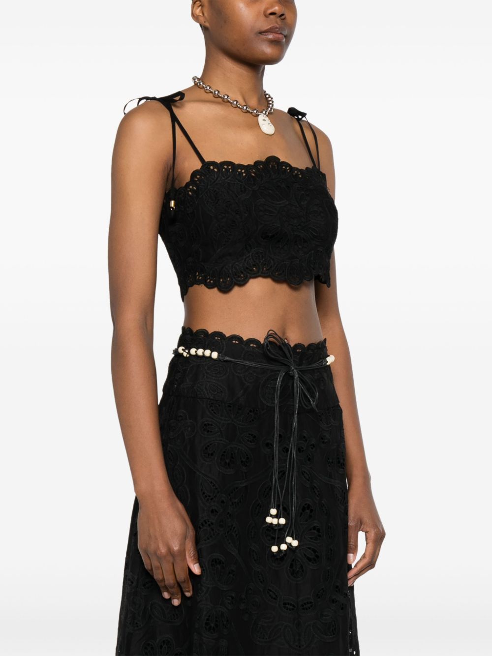 Zimmermann Top Black with Lace Embroidery