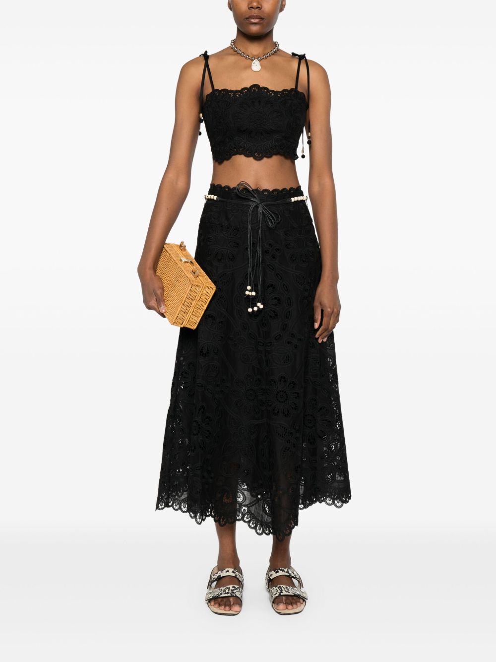 Zimmermann Top Black with Lace Embroidery