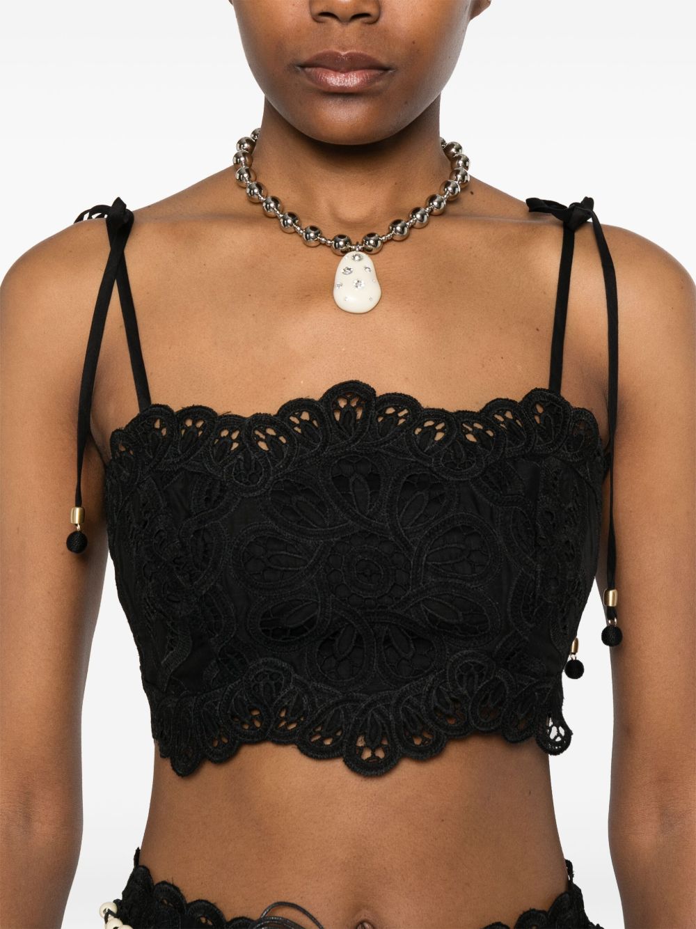 Zimmermann Top Black with Lace Embroidery