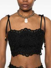 Zimmermann Top Black with Lace Embroidery