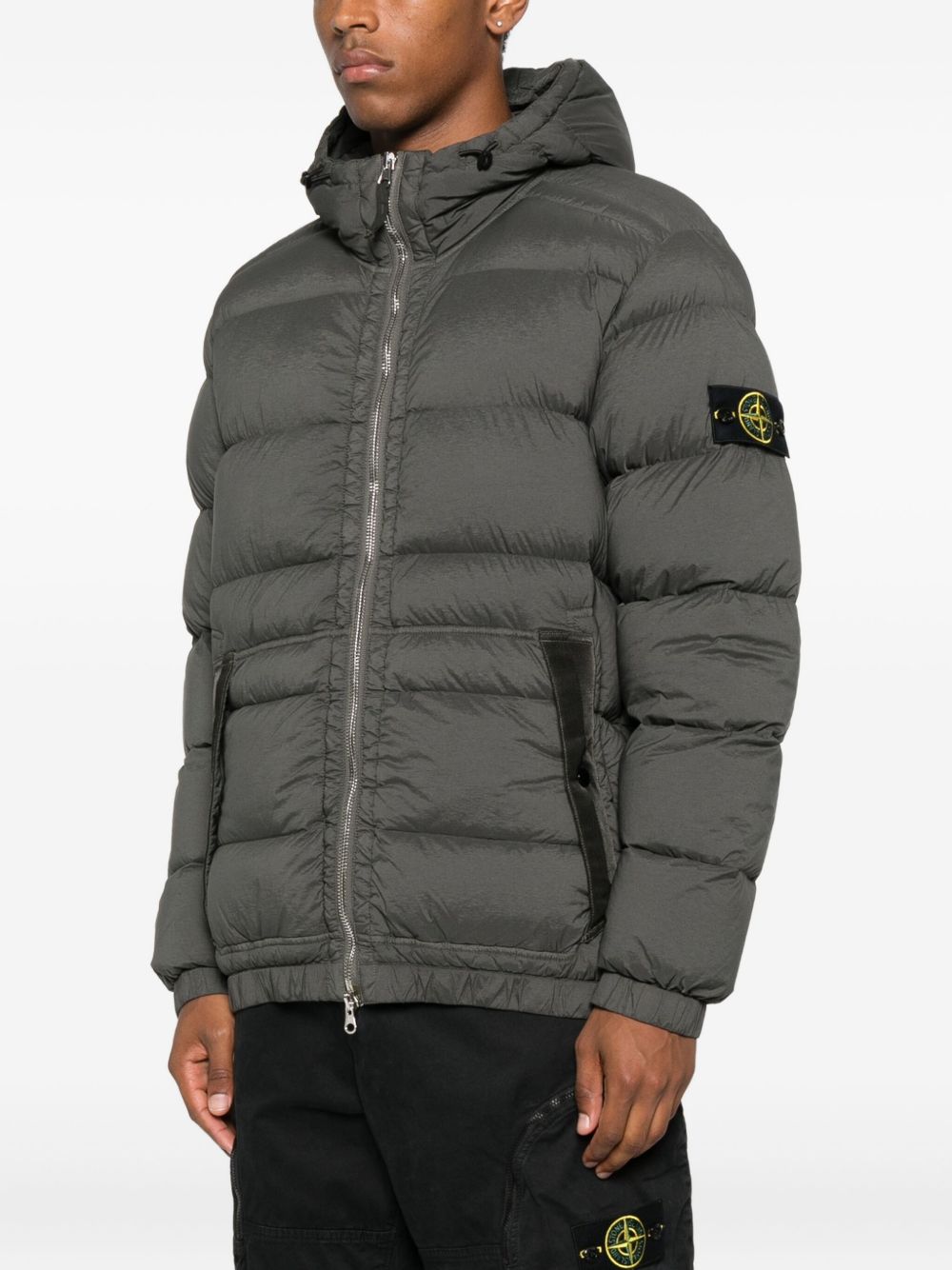 Stone Island Coats Grey hooded down jacket