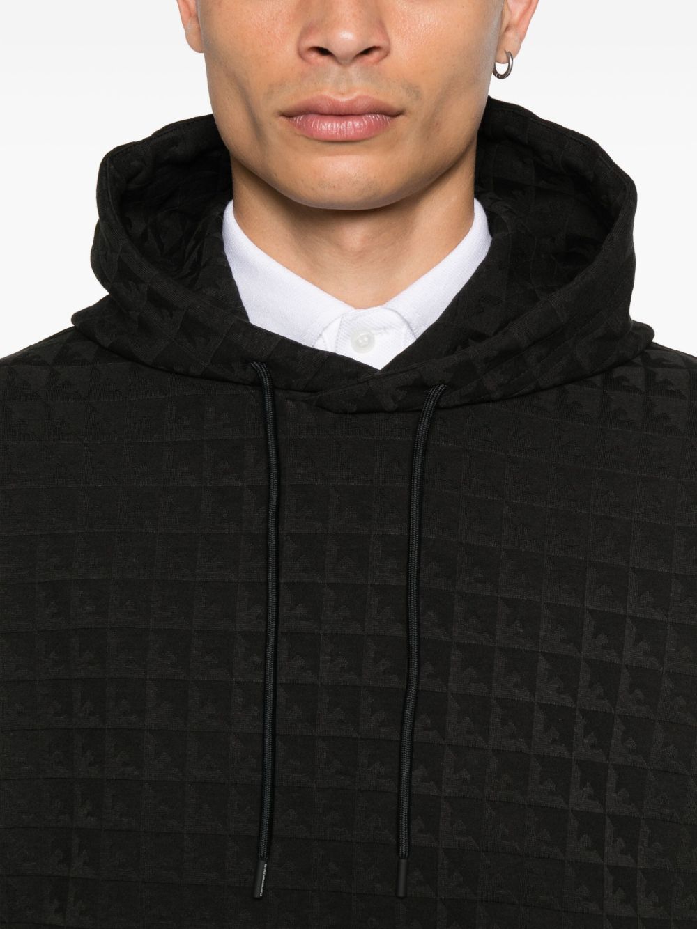 Emporio Armani Exclusive Black Quilted Hoodie Sweater