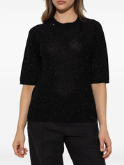 Fabiana Filippi Sweaters Black — Wool Crewneck Top