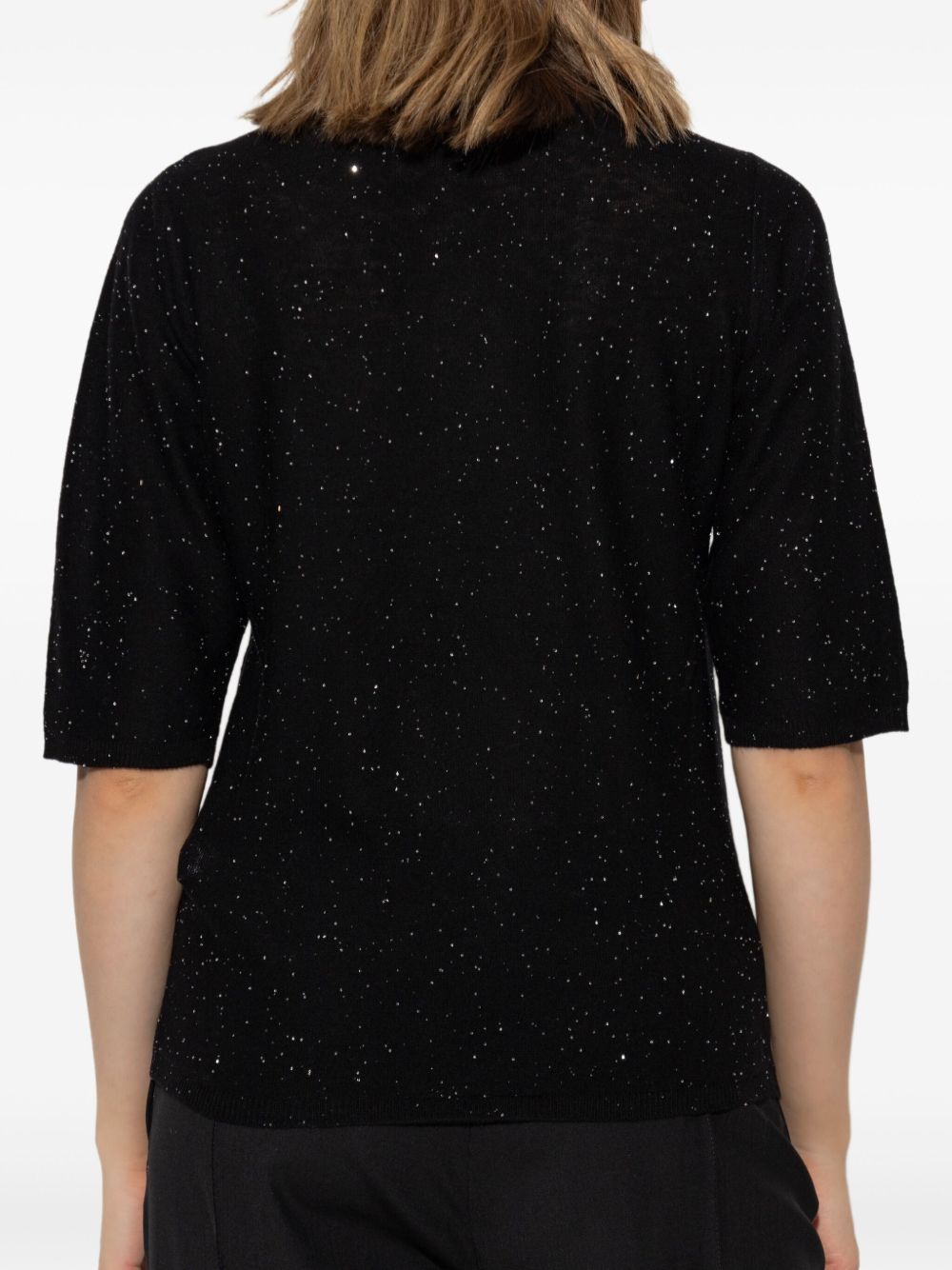 Fabiana Filippi Sweaters Black — Wool Crewneck Top
