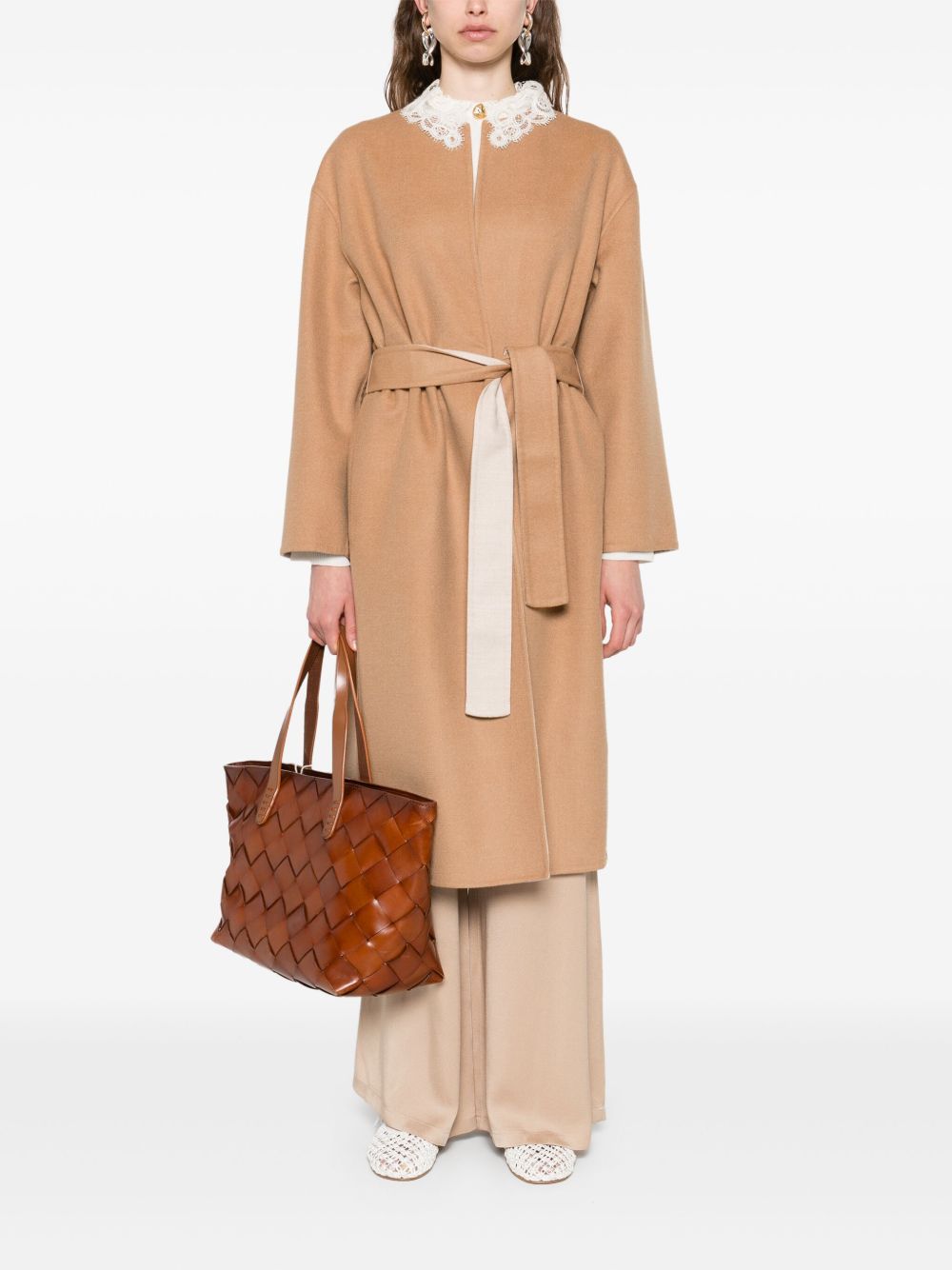 Beige Wool Belted Coat — Fabiana Filippi