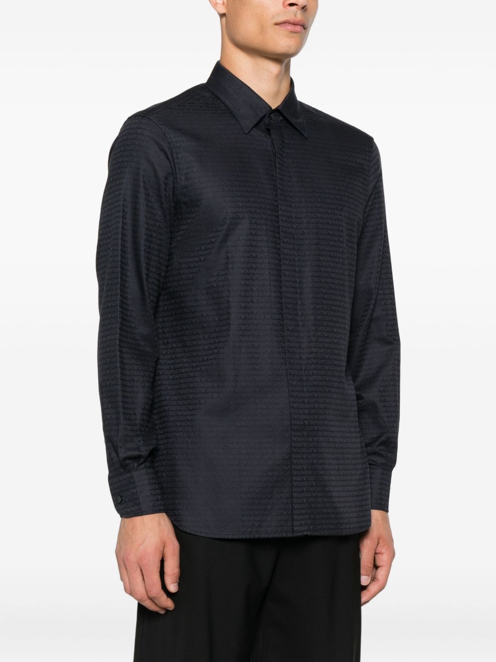 Emporio Armani Blue Long‑Sleeve Cotton Shirt