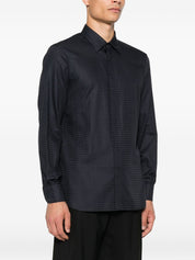Emporio Armani Blue Long‑Sleeve Cotton Shirt