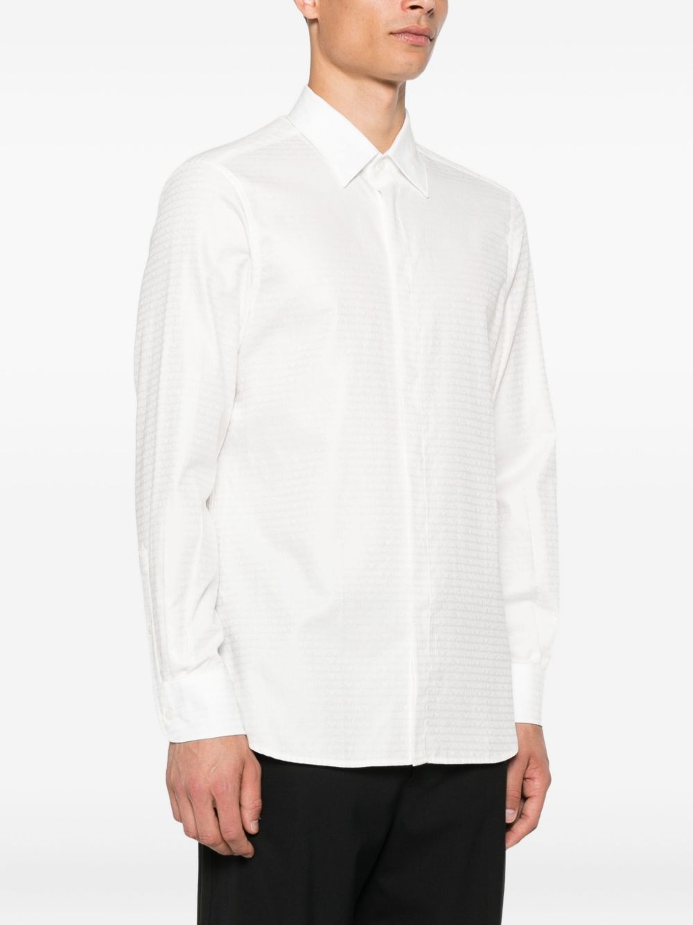 Emporio Armani White Cotton Long‑Sleeve Shirt